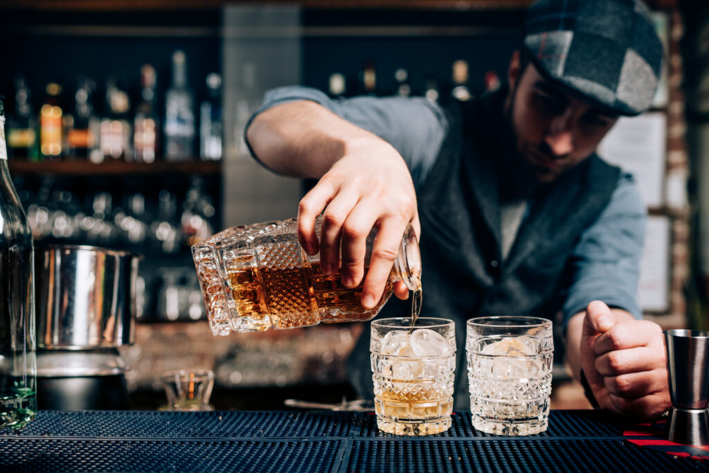 Old fashioned cocktail - whiskey drink, gentleman’s beverage